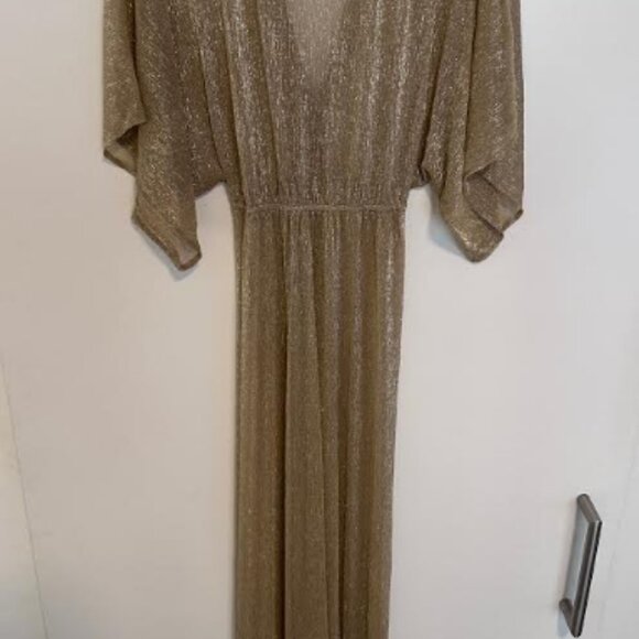 Lulus Sheer Gold Maxi Swimsuit Cover-Up - Size Small - Picture 3 of 6